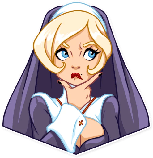 “naughty Nun” Stickers Set For Telegram - Стикеры Непослушная Монашка (512x512)