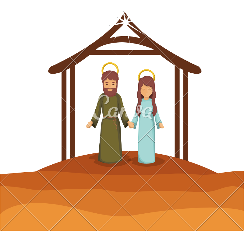 Mary And Joseph - Mary Joseph Baby Jesus Cartoon (800x800)