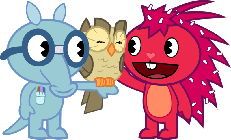 Porygon2z, Crossover, Flaky, Happy Tree Friends, Owlowiscious, - Happy Tree Friends Transparent Background (800x487)