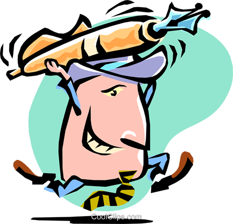 Cartoon Businessman Carrying Missile Royalty Free Vector - Illustration (480x462)