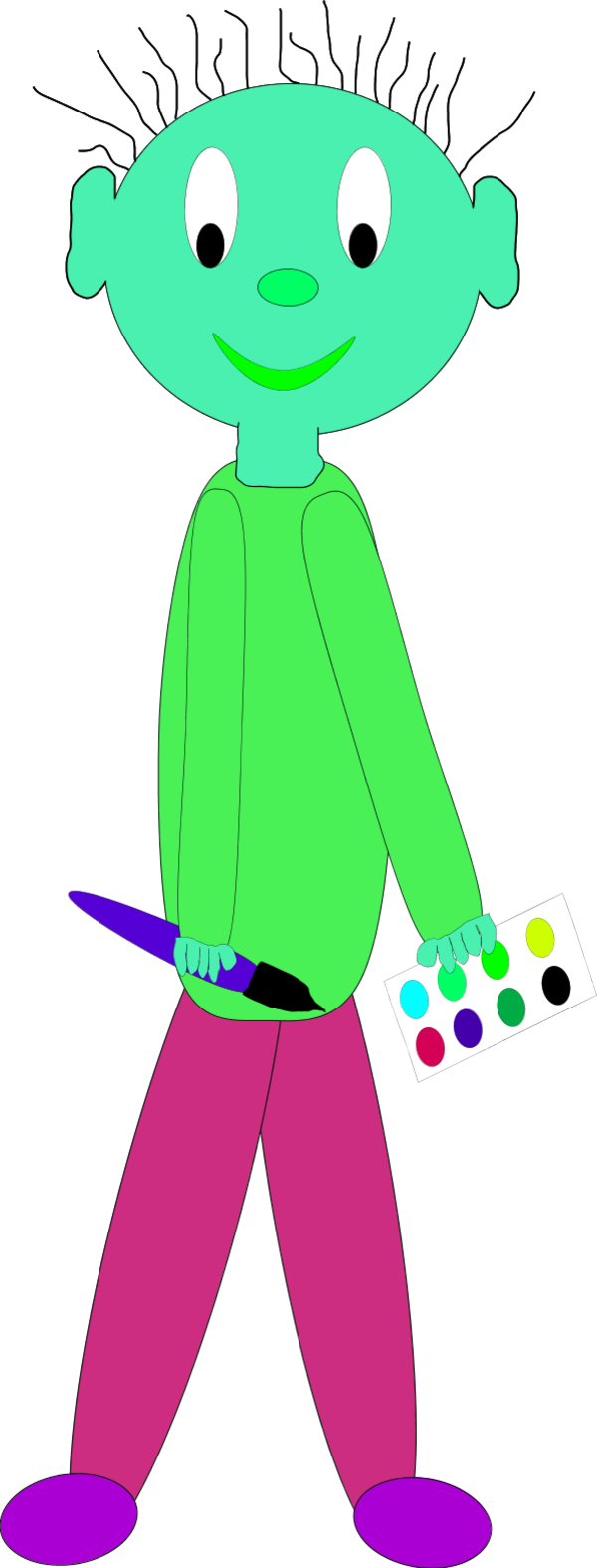 Boy Carrying Paintbrush Vector Clip Art - Cartoon Cook (600x1575)