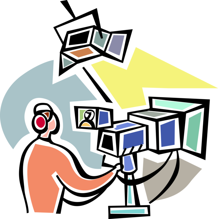 Vector Illustration Of Television Broadcast Studio - Vector Illustration Of Television Broadcast Studio (697x700)