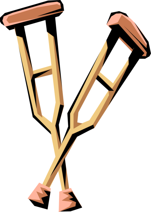 Vector Illustration Of Mobility Aid Crutches For Short-term - Par De Muletas Desenho (498x700)