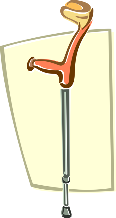 Vector Illustration Of Crutch Mobility Aid For Accident - Carmine (373x700)