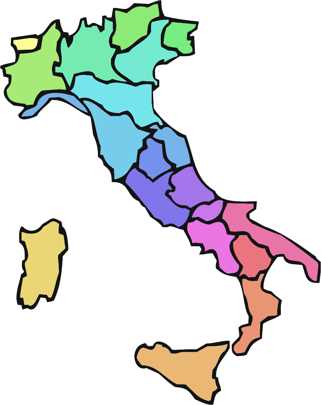 Italy Color Map Clip Art - Italia Png (1056x1330)