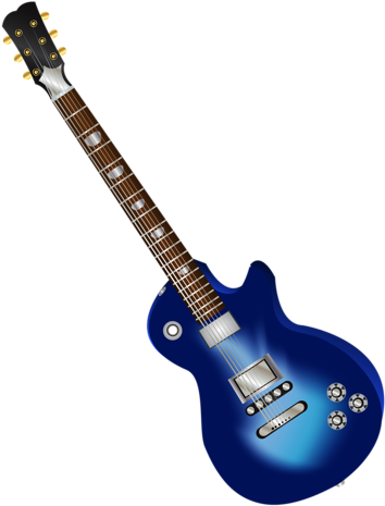 Музыкальные Инструменты - Guitarra Electrica Azul Dibujo Png (393x500)