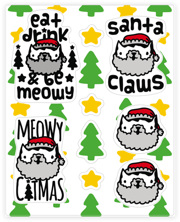 Meowy Catmas Sticker/decal Sheet - Meowy Catmas Sticker/decal Sheet (484x484)