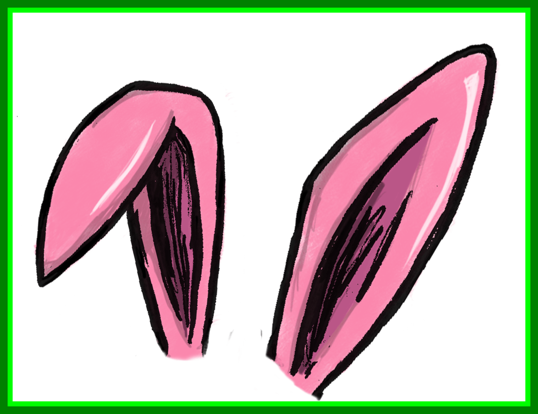 Animal Cute Borders Vectors Animated Black And - Bunny Ears Png (1074x826)