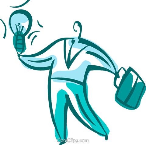 Man With Idea Light Bulb And Briefcase Royalty Free - Man With Idea Light Bulb And Briefcase Royalty Free (480x475)