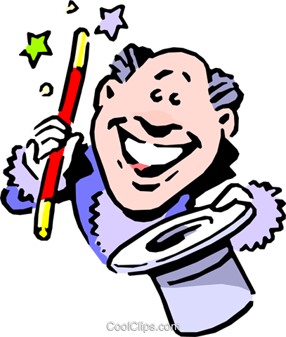 Cartoon Magician Royalty Free Vector Clip Art Illustration - Magic Show (407x480)
