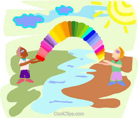 Figures Holding Rainbow Royalty Free Vector Clip Art - Illustration (480x409)