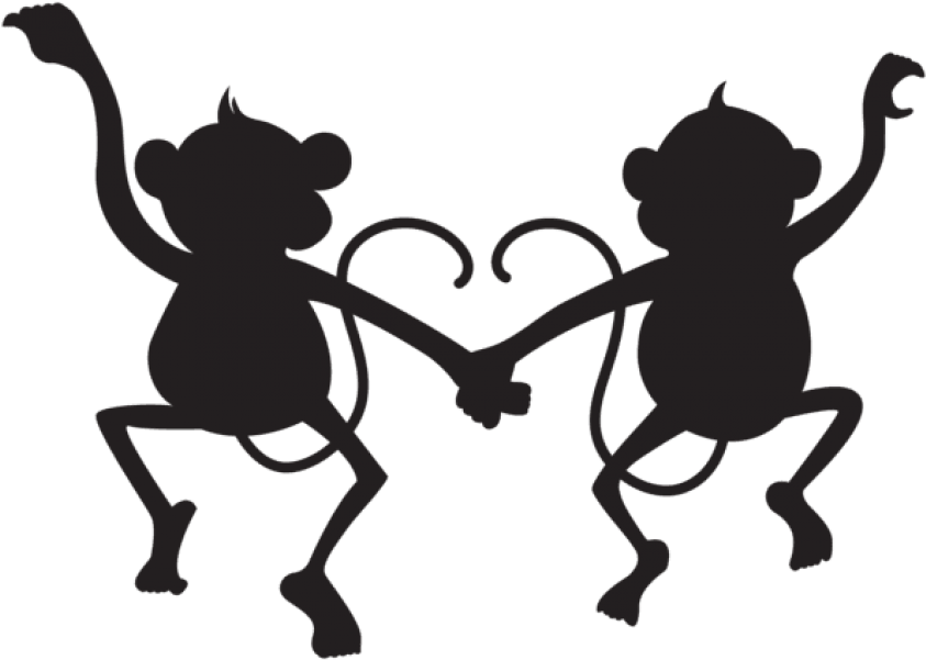 Free Png Cute Monkeys Silhouette Png - Monkeys Silhouette (850x604)