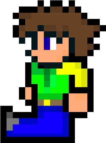 Terraria Me Sitting Down - Terraria Guide Pixel Art (350x460)