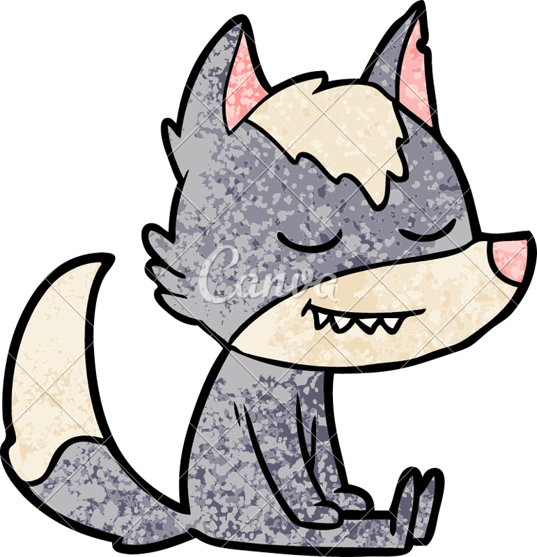 Friendly Cartoon Wolf Sitting Down - Friendly Wolf Cartoon (771x800)
