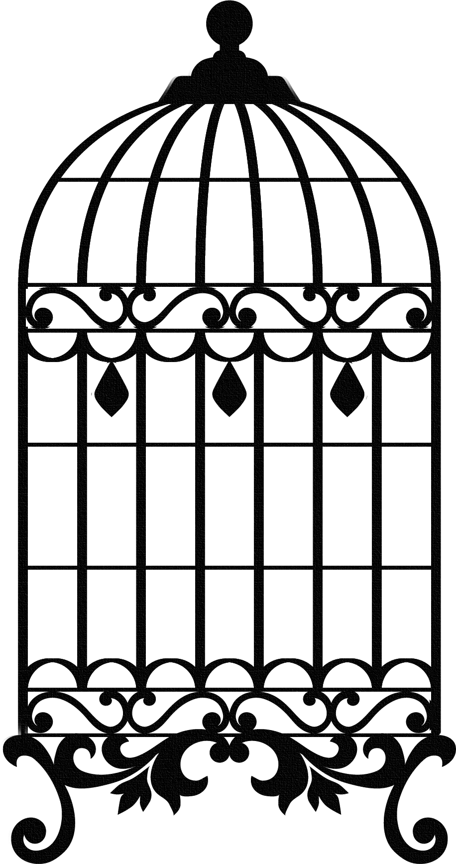 Bird Cage - Birds In Cage Clipart (916x1735)