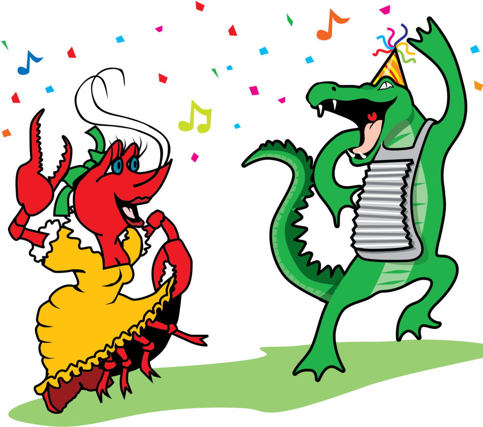 Crawfish Gator Clipart2 01 E1492700670244 Clip Art - Crawfish Mardi Gras Clipart (1024x1017)