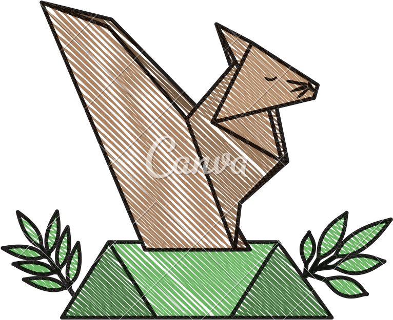 Chipmunk Origami Paper In The Field - Origami Paper (800x800)