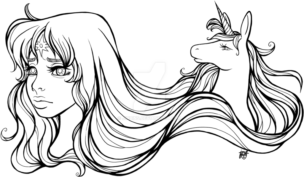 The Last Line Art By Jinbins On - Unicorn Line Art Drawing (1095x730)