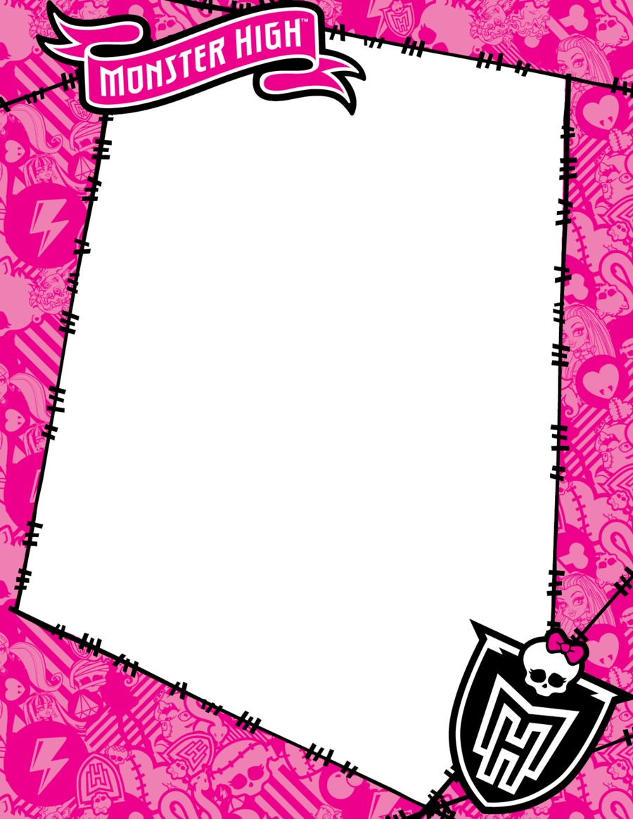 Monster High Writing Paper Clipart Monster High Paper - Invitaciones De Monster High (900x1165)