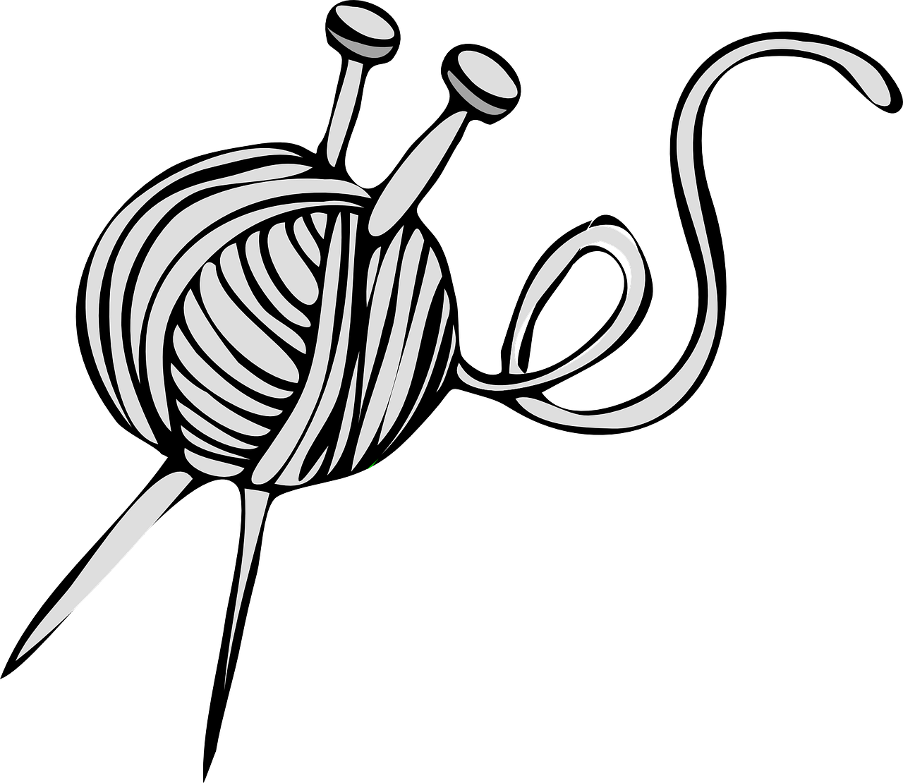Vector Graphics,free Pictures - Knitting Clipart Black And White (1280x1110)