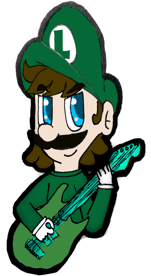 Electric Guitar Luigi By Crazystarlightrene01 - Cartoon (667x1198)