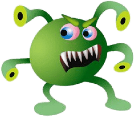 Free Png Download Virus With Long Teeth Cartoon Clipart - Computer Virus (480x484)