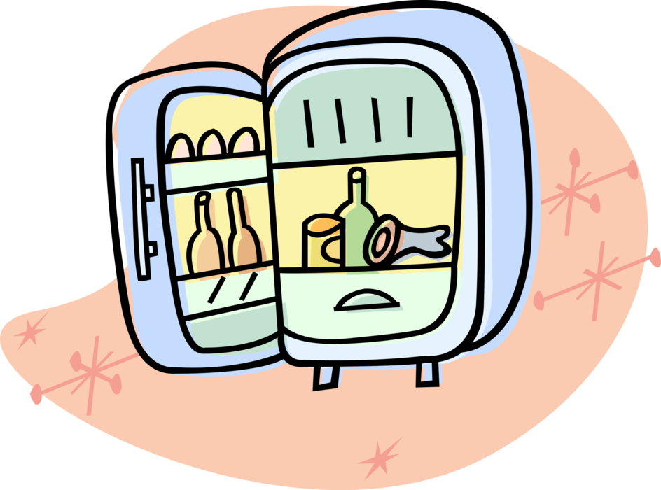 Refrigerator Fridge With Open Door - Illustration (944x700)