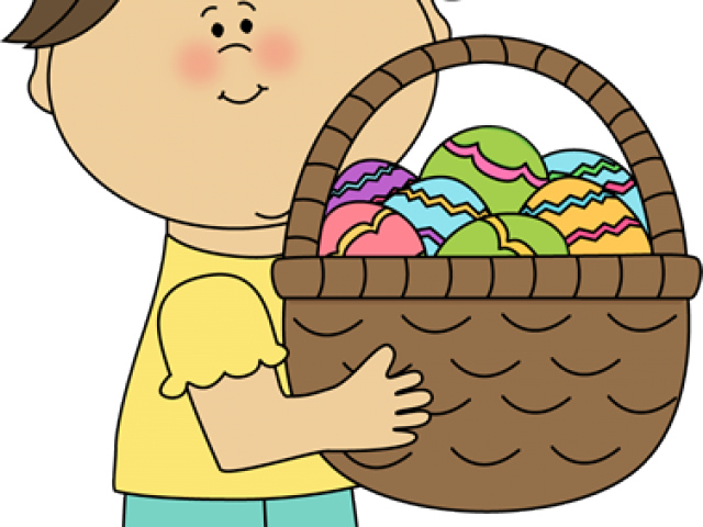 Chick Clipart Easter - Girl Holding A Basket Clipart (640x480)