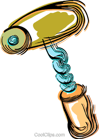 Corkscrew With Cork Royalty Free Vector Clip Art - Corkscrew With Cork Royalty Free Vector Clip Art (341x480)