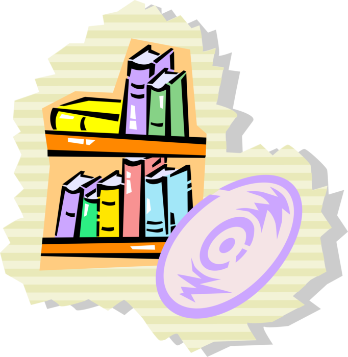 Clip Library Library Books On Image Illustration Of - Clip Library Library Books On Image Illustration Of (682x700)