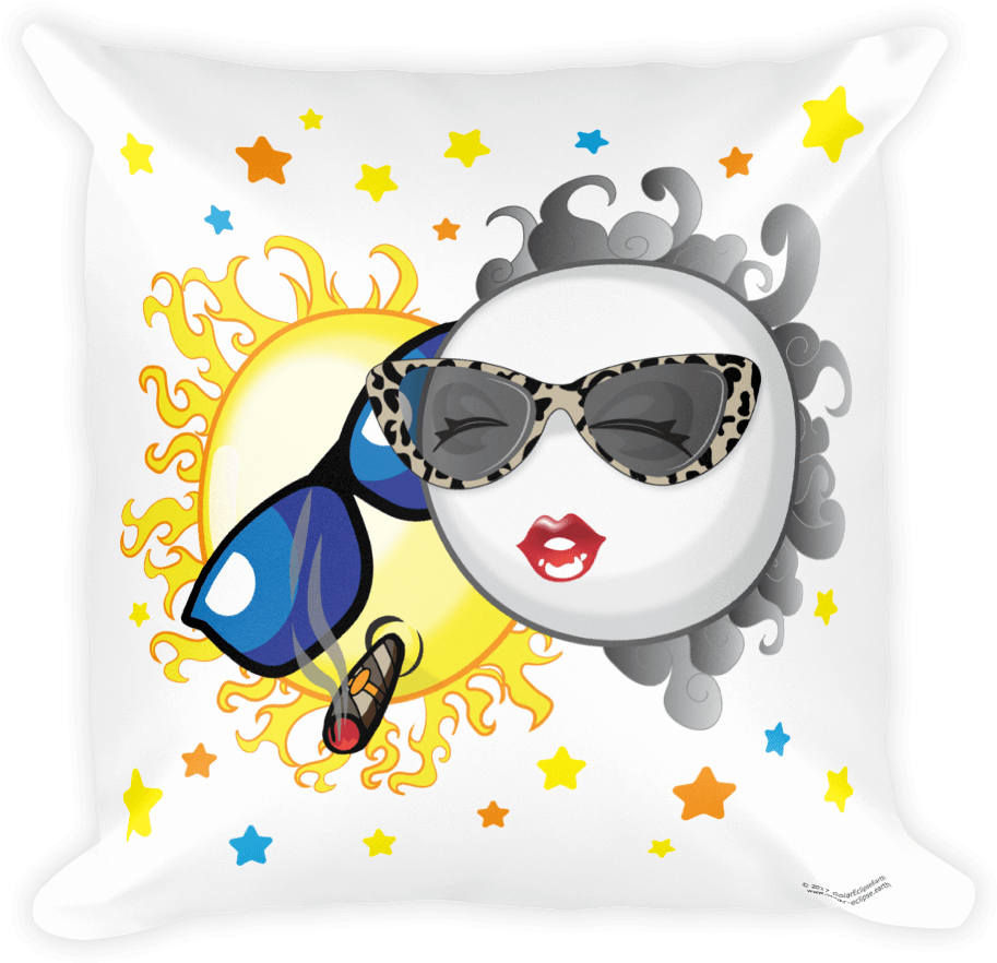 Solar Eclipse Throw Pillow - Cartoon (1000x1000)