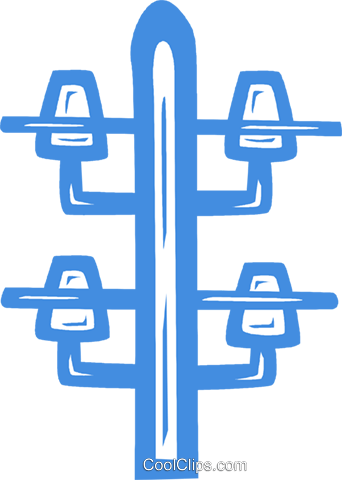 Hydro Pole Royalty Free Vector Clip Art Illustration - Electric Blue (342x480)