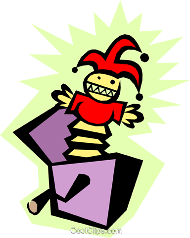 Jack In The Boxes Royalty Free Vector Clip Art Illustration - April Fool Day (384x480)