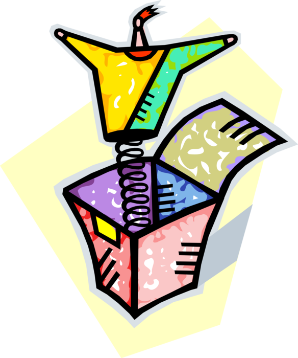 Vector Illustration Of Jack In The Box Children's Toy - Vector Illustration Of Jack In The Box Children's Toy (584x700)