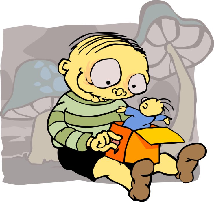 Vector Illustration Of Jack In The Box Children's Toy - Cartoon (740x700)