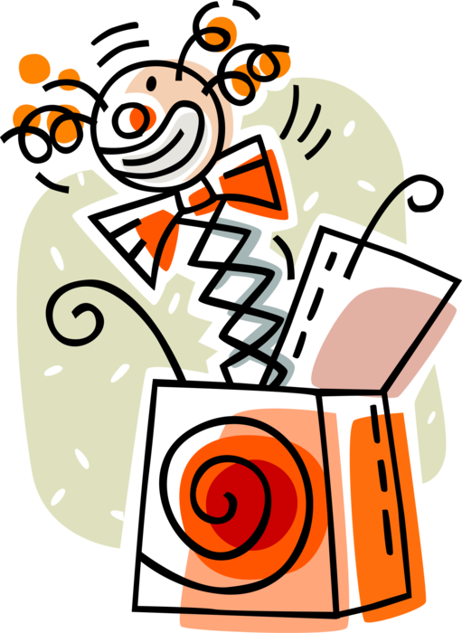Vector Illustration Of Jack In The Box Boxing Glove - Surprise Box Clown Png (511x700)