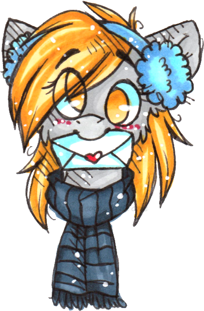 D-dyee, Blushing, Clothes, Derpy Hooves, Earmuffs, - Cartoon (477x675)
