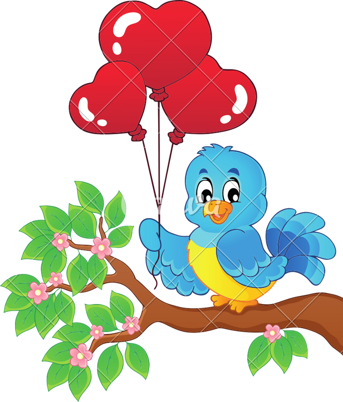 With Heart Shaped Balloons - Valentine Penguins (683x800)