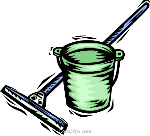 Mops And Pails Royalty Free Vector Clip Art Illustration - Mop And Bucket (480x437)