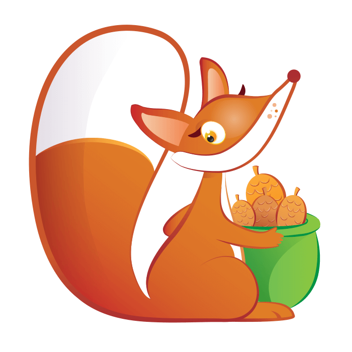 Fox With Pine Cones⇄ - Cartoon (700x700)