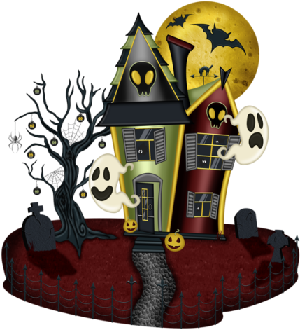 House Haunted Clipart 33882 - Halloween Haunted House Clipart (451x481)