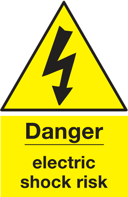 Danger Clipart Current Electricity - Caution Risk Of Electric Shock Sign (416x640)