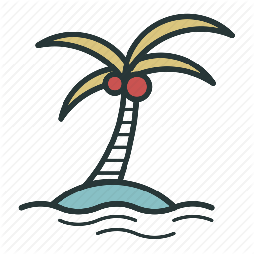 Coconut Clipart Coconut Island - Palm Tree Icon Transparent Background (512x512)