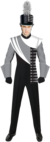 Clip Art Marching Band Uniforms Color Guard Costumes - Marching Band Uniform Black And White (553x494)