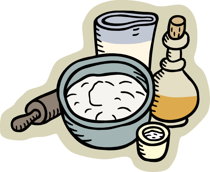 Vector Illustration Of Baking Flour Dough Batter With - Cooking Measurements Cartoon (855x700)