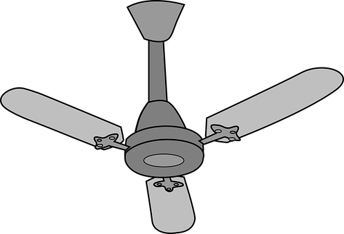 Ceiling-fan, Electrical, Isolated, Air - Ceiling Fan Clipart Png (498x340)