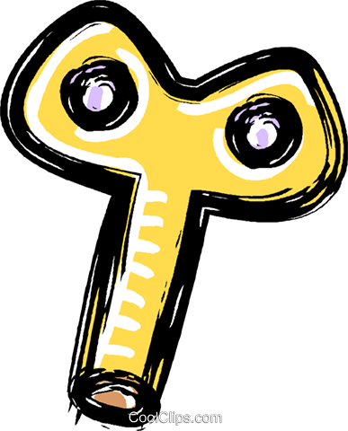 Key Used For Winding A Clock Royalty Free Vector Clip - Key Used For Winding A Clock Royalty Free Vector Clip (387x480)