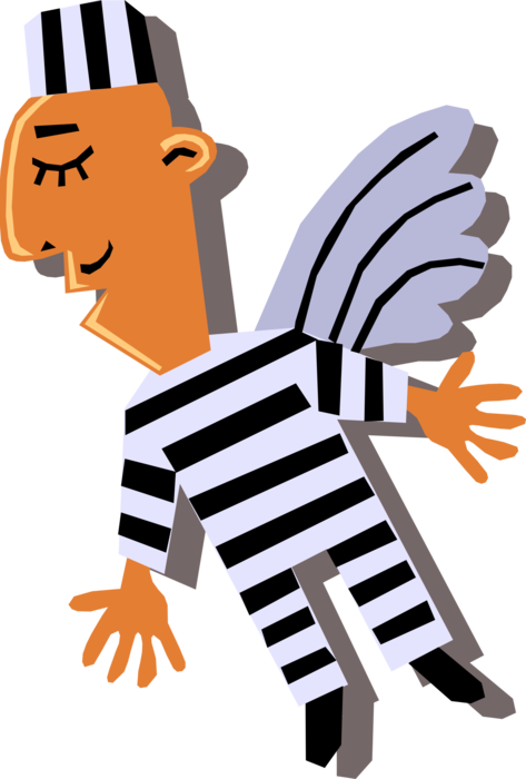 Vector Illustration Of Incarcerated Prisoner In Prison - Prisonnier Gif (473x700)