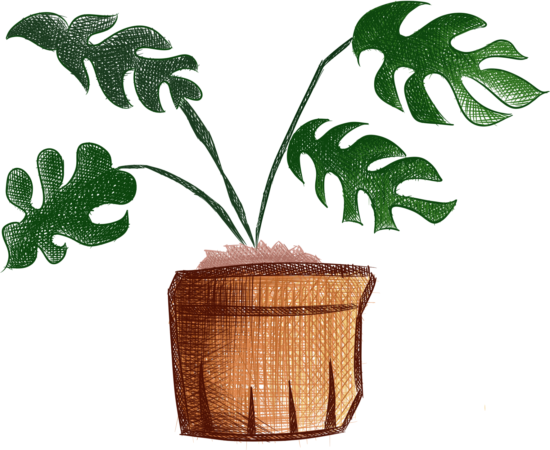 Hand Painted Plants Flowers Fresh Potted Png And Psd - Plants (2000x2000)