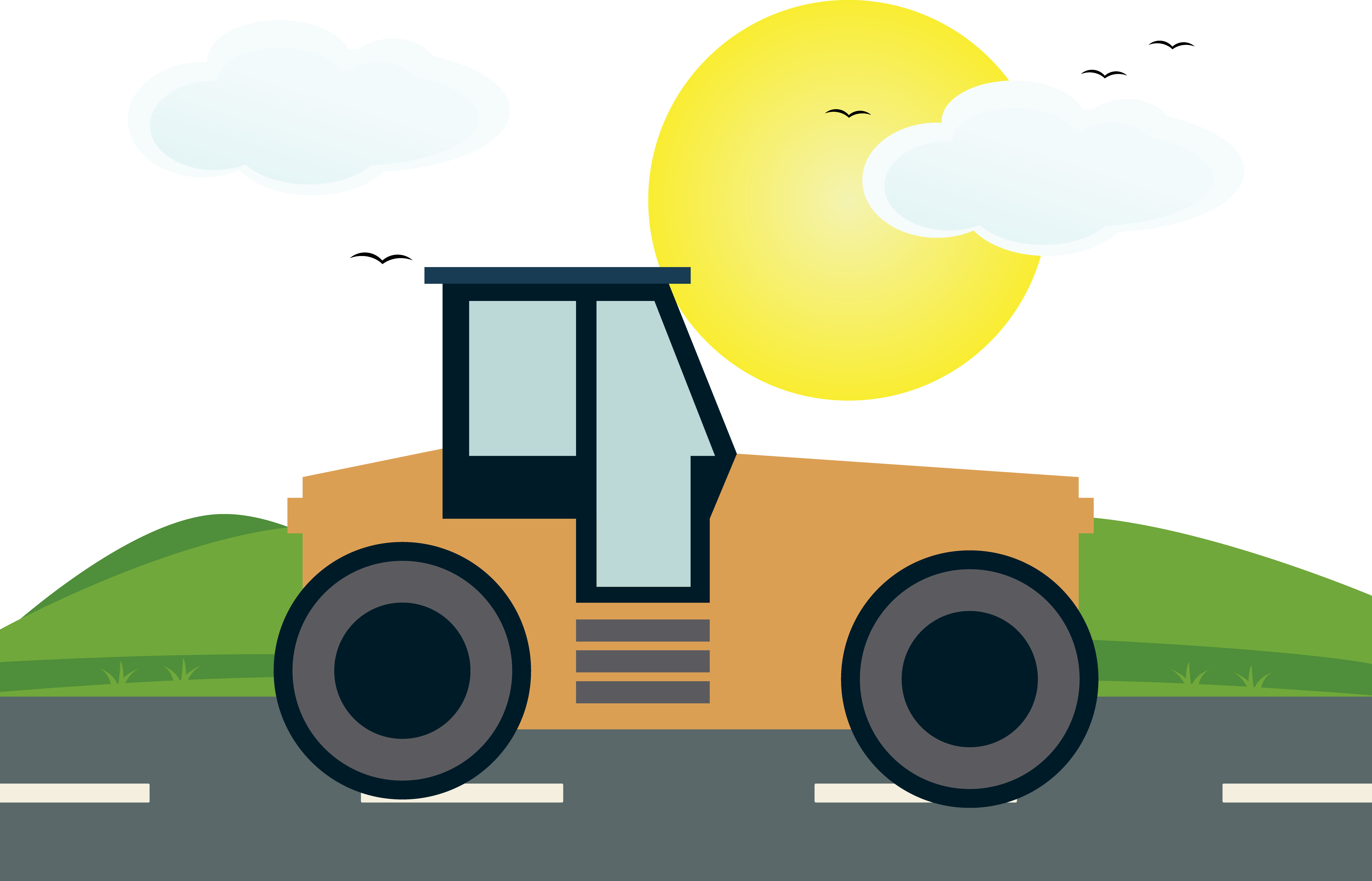 Asphalt Clipart Car Road - Bulldozer (5833x3744)